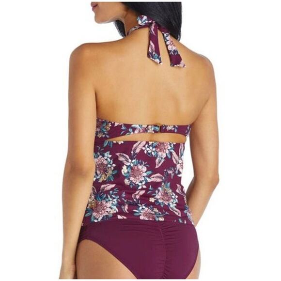 Ambrielle Size Large Burgundy Floral Strappy Bikini Top - Picture 11 of 13